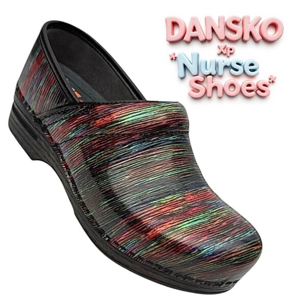 Dansko XP Women’s Clogs EU 37 US 6.5 Multicolor Striped Leather Slip-On - Picture 1 of 10